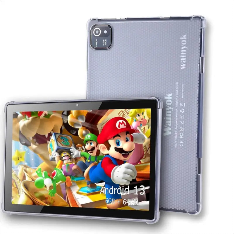 10.1 Inch Android 13 Tablet Kids Tablets: 6GB + 64GB, 1TB Expandable | 2.0GHz Octa-Core, Dual Cameras (5MP+8MP), HD IPS Screen, WiFi 5, Bluetooth 5.0, GMS Certified, Clear