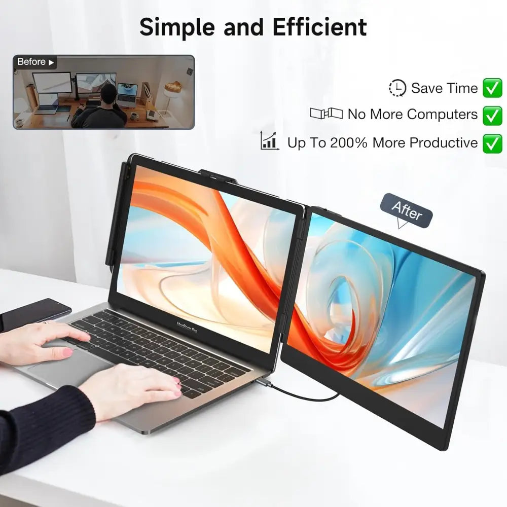 14 Inch FHD 1080P IPS Portable Monitor, Laptop Screen Extension for 13-17.3 Inch Laptop/Mobile Phone/PC/Xbox/PS/Switch/MacBook