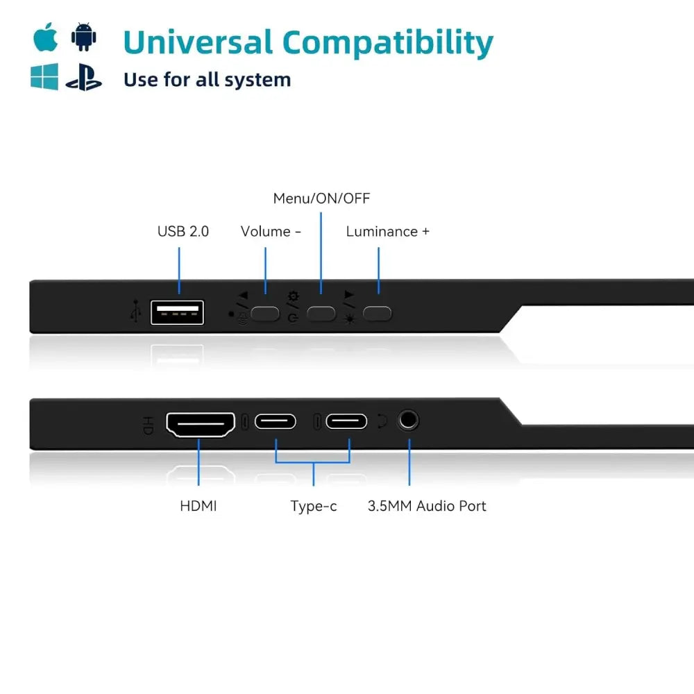 14 Inch Portable Monitor USB C 1920 x 1080p IPS Screen Portable HDMI Monitor with Two Speakers Mobile Monitor for PC Laptop Xbox PS4/5 Switch