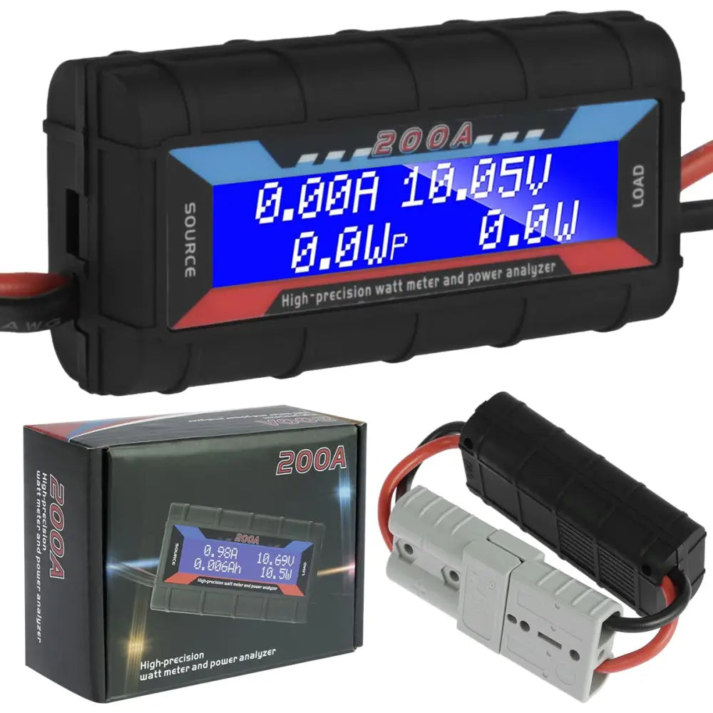 200A DC Digital Monitor Professional DC Battery Monitor Meter Precise LCD Volt Amp Watt Power Analyzer 0-200A 0-60V Solar Power Monitor Tester for Power Monitoring