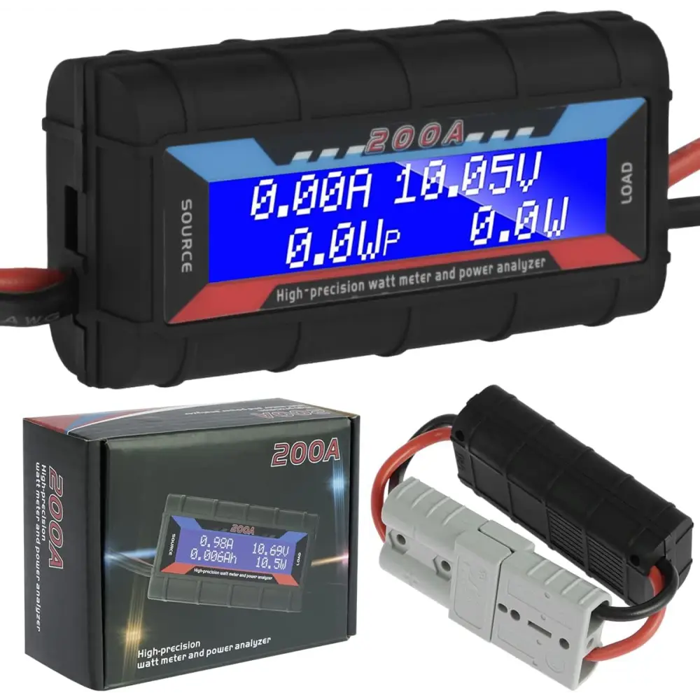 200A DC Digital Monitor Professional DC Battery Monitor Meter Precise LCD Volt Amp Watt Power Analyzer 0-200A 0-60V