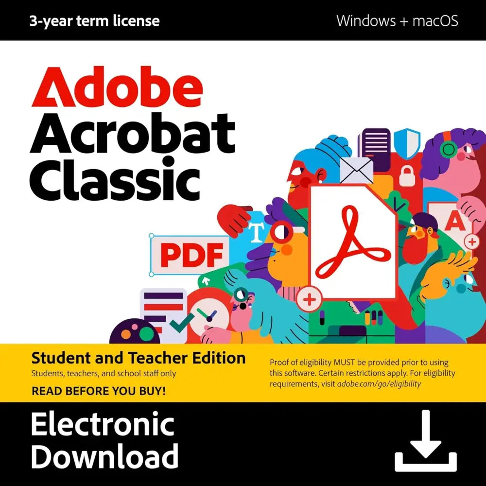Adobe Acrobat Student PDF Editor - 3-Year License