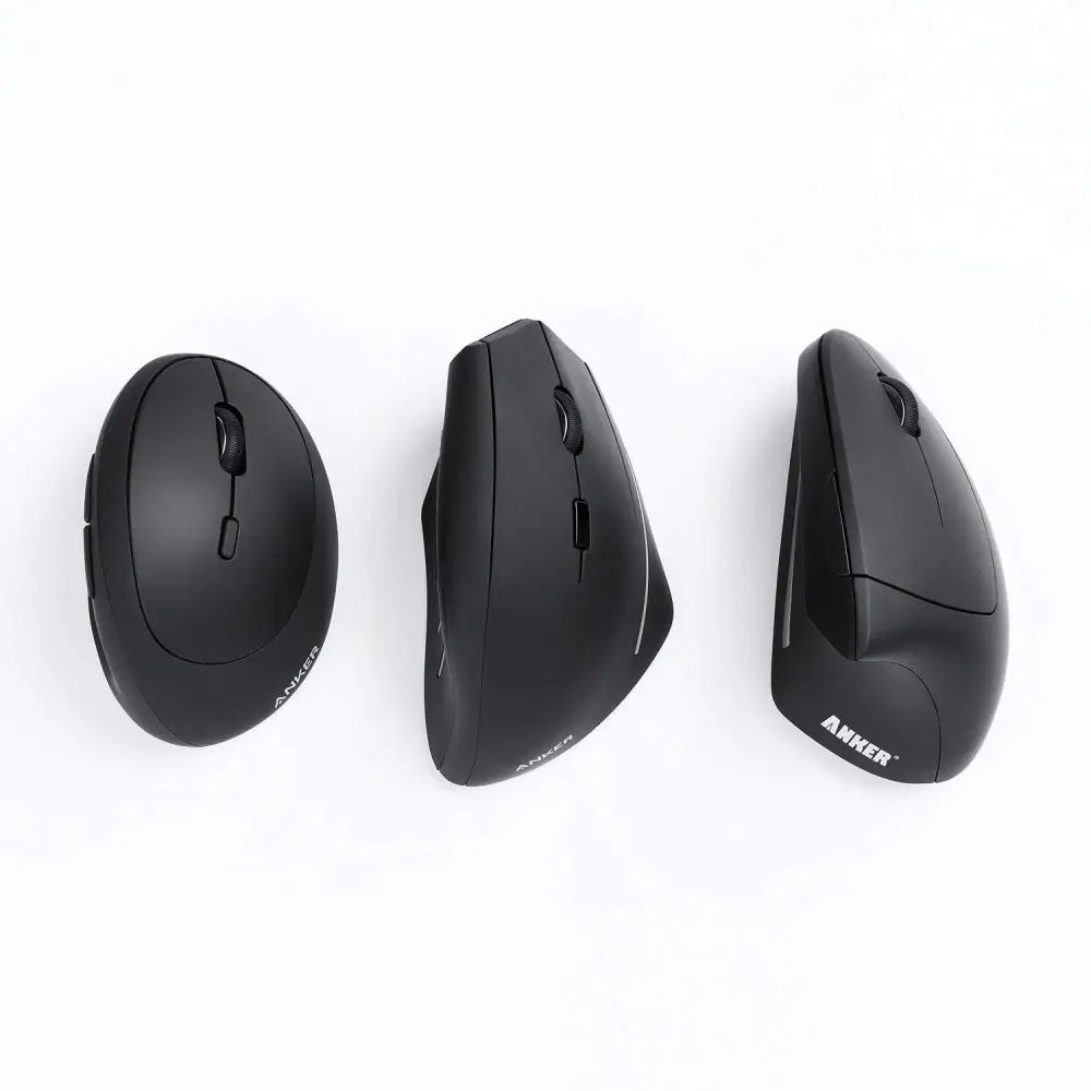 Anker 2.4G Wireless Vertical Ergonomic Optical Mouse 800/1200 /1600 DPI 5 Buttons for Laptop Desktop PC MacBook - Black