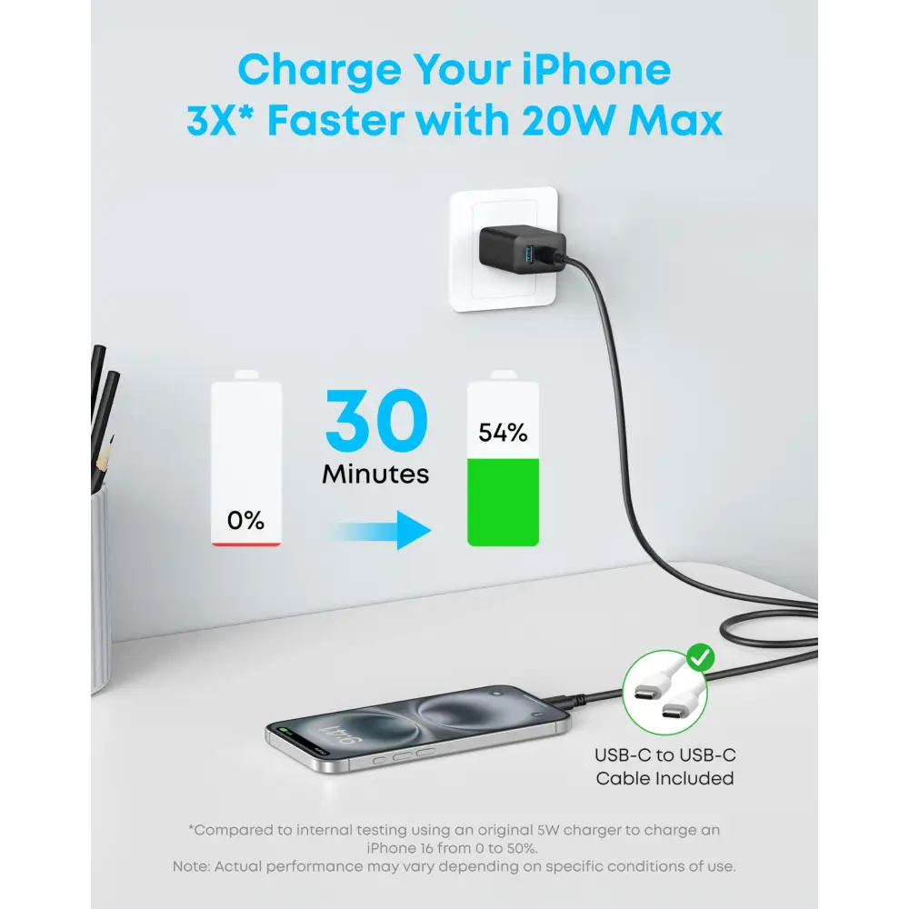 Anker iPhone 16 Charger 2-Pack 20W Fast USB C Charger Block for iPhone 16/16 Pro Max/15 Series/iPad Pro and More (Black