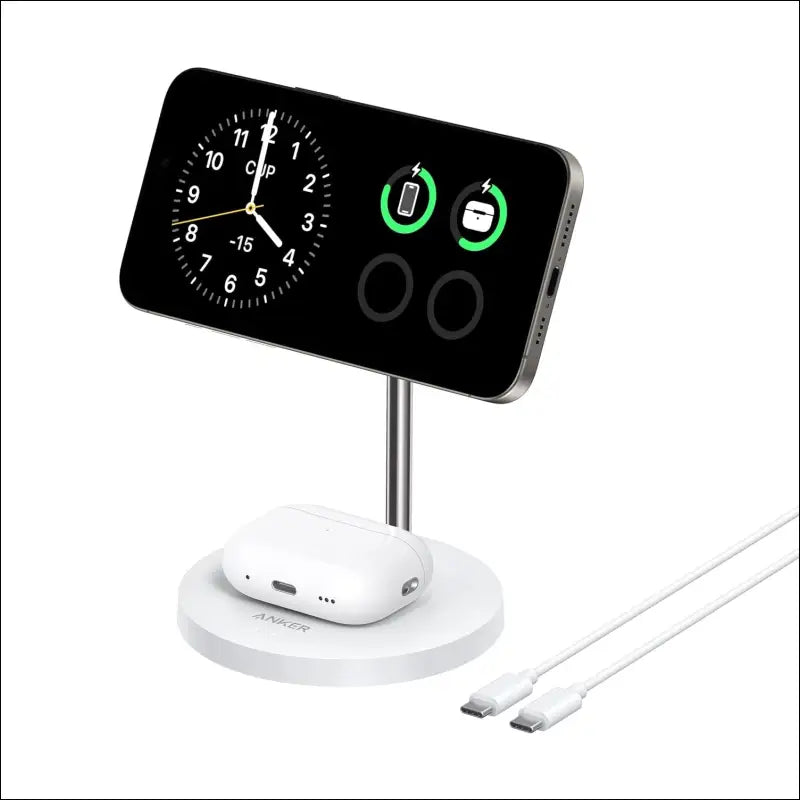 Anker MagSafe Compatible MagGo Charger Stand, iPhone 16 Wireless Charger, 2-in-1 Charging Station, Qi2 Certified 15W Wireless Charger Stand, for iPhone 16/15/14/13/12, AirPods...
