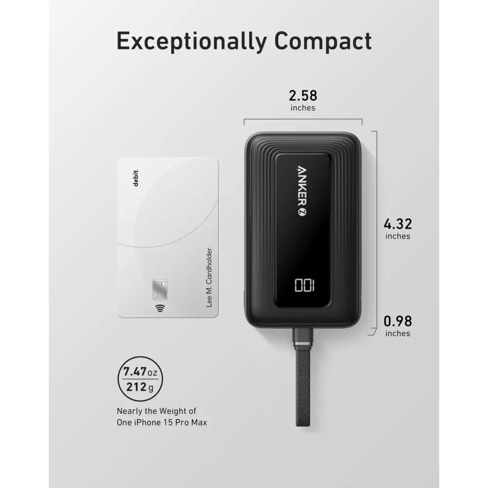 Anker Portable Charger 10,000mAh 30W Power Bank USB-C in and Out Fast Charging Battery Pack Travel Essential Phone