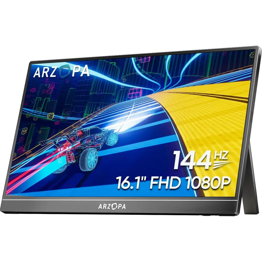 ARZOPA 16.1’’ 144Hz Portable Gaming Monitor 100% sRGB 1080P FHD Kickstand Portable Monitor with HDR Ultra Slim Eye Care
