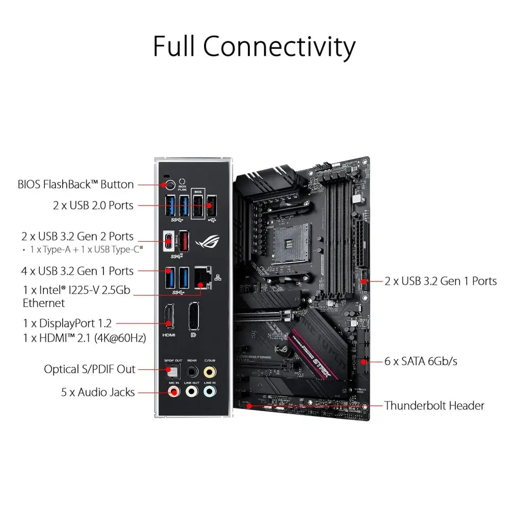 ASUS ROG Strix B550-F Gaming Motherboard, AMD, AM4, ATX, 128GB DDR4, 4 DIMM