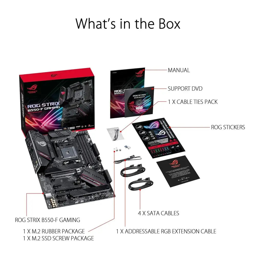 ASUS ROG Strix B550-F Gaming Motherboard, AMD, AM4, ATX, 128GB DDR4, 4 DIMM