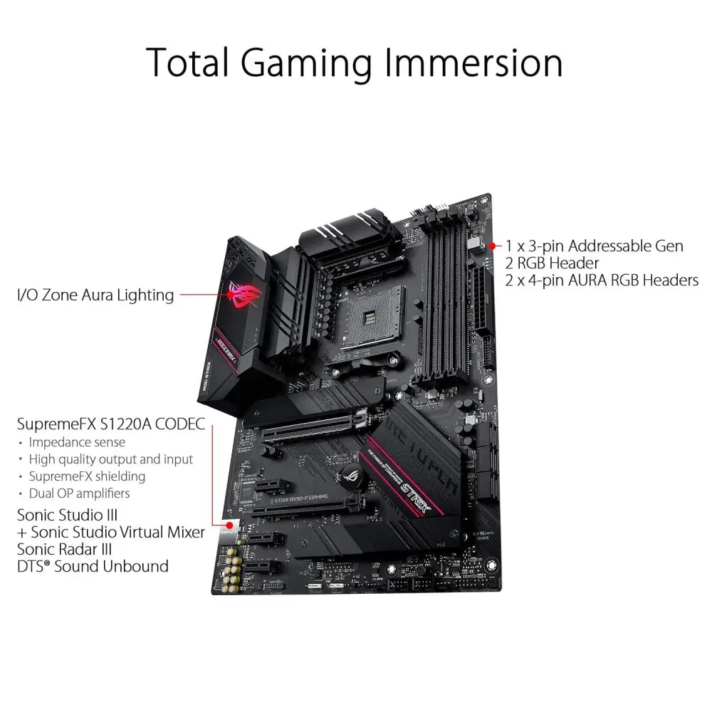 ASUS ROG Strix B550-F Gaming Motherboard, AMD, AM4, ATX, 128GB DDR4, 4 DIMM