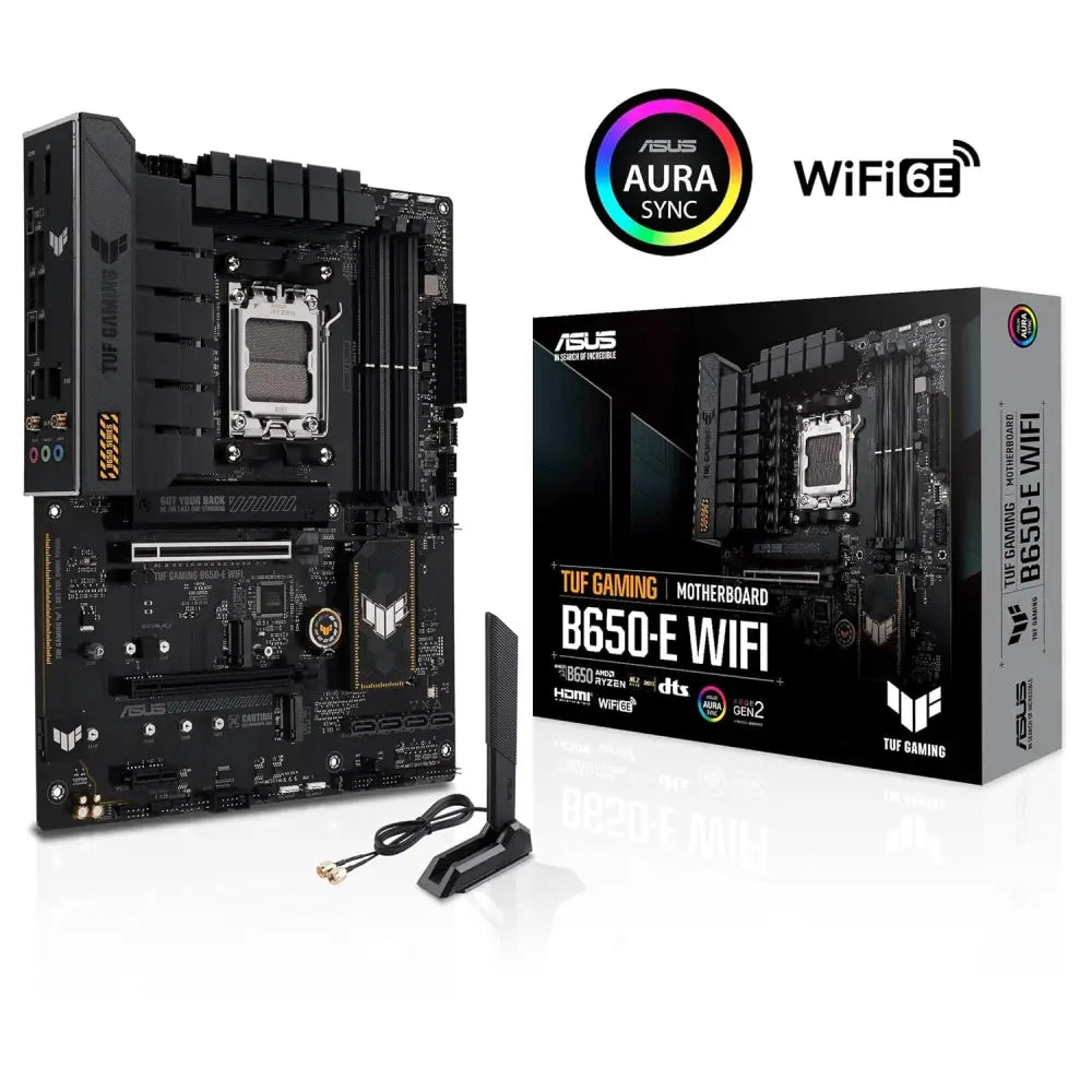 Asus TUF Gaming B650-E WiFi, AMD B650, AM5, ATX, 4 DDR5, HDMI, DP, Wi-Fi 6E, 2.5G LAN, PCIe4, 3X M.2
