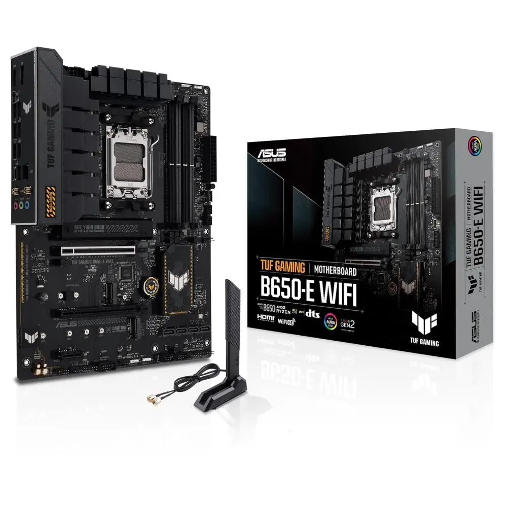 Asus TUF Gaming B650-E WiFi, AMD B650, AM5, ATX, 4 DDR5, HDMI, DP, Wi-Fi 6E, 2.5G LAN, PCIe4, 3X M.2