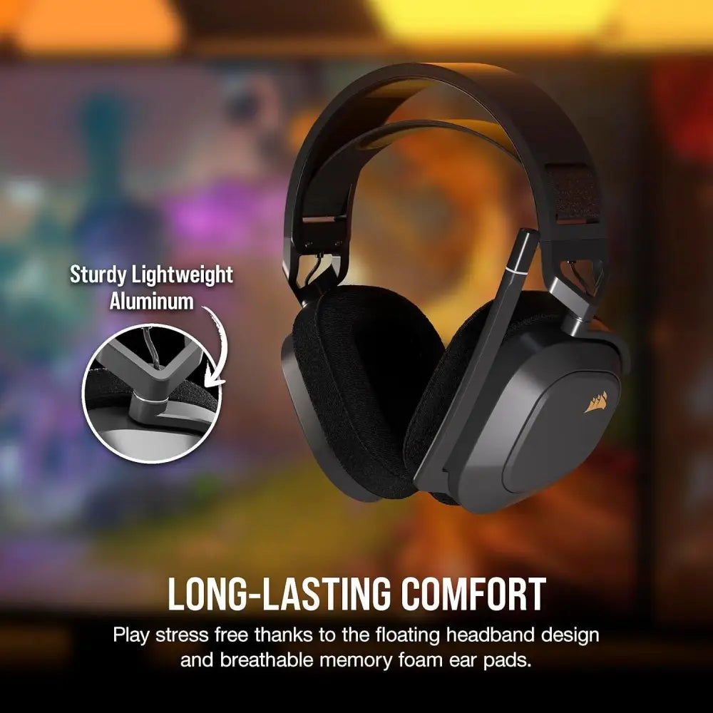 Corsair HS80 MAX Wireless Multiplatform Gaming Headset with Bluetooth - Dolby Atmos - Broadcast Quality Microphone - iCUE Compatible - PC, Mac, PS5, PS4, Mobile - Steel Grey