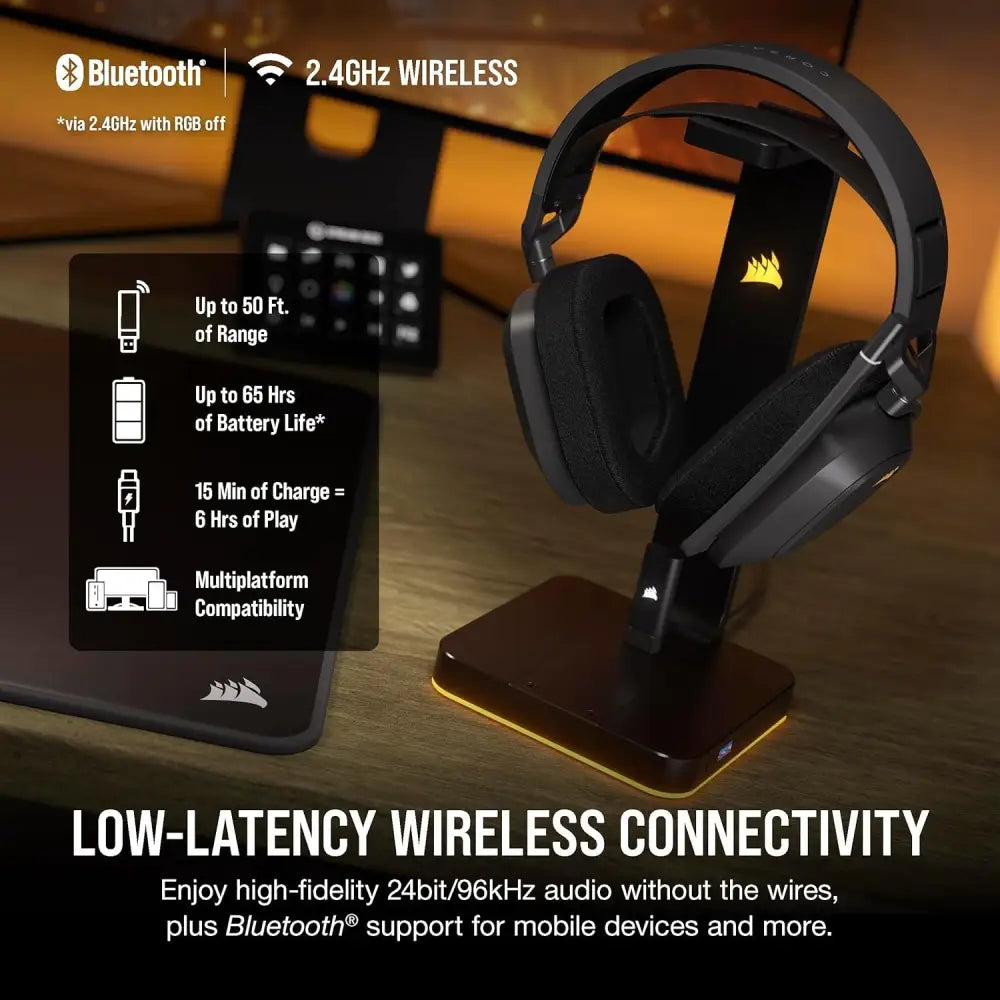 Corsair HS80 MAX Wireless Multiplatform Gaming Headset with Bluetooth - Dolby Atmos - Broadcast Quality Microphone - iCUE Compatible - PC, Mac, PS5, PS4, Mobile - Steel Grey