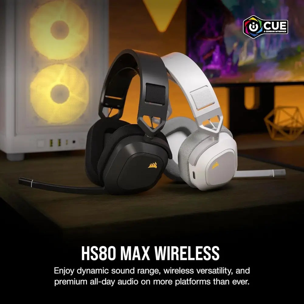 Corsair HS80 MAX Wireless Multiplatform Gaming Headset with Bluetooth - Dolby Atmos - Broadcast Quality Microphone - iCUE Compatible - PC, Mac, PS5, PS4, Mobile - Steel Grey