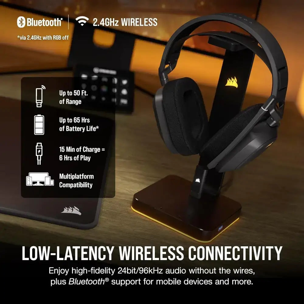 Corsair HS80 MAX Wireless Multiplatform Gaming Headset with Bluetooth - Dolby Atmos - Broadcast Quality Microphone - iCUE Compatible - PC, Mac, PS5, PS4, Mobile - Steel Grey
