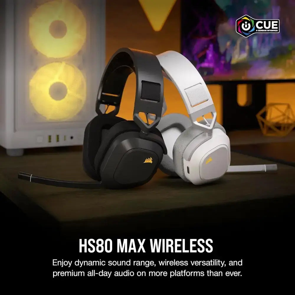 Corsair HS80 MAX Wireless Multiplatform Gaming Headset with Bluetooth - Dolby Atmos - Broadcast Quality Microphone - iCUE Compatible - PC, Mac, PS5, PS4, Mobile - Steel Grey