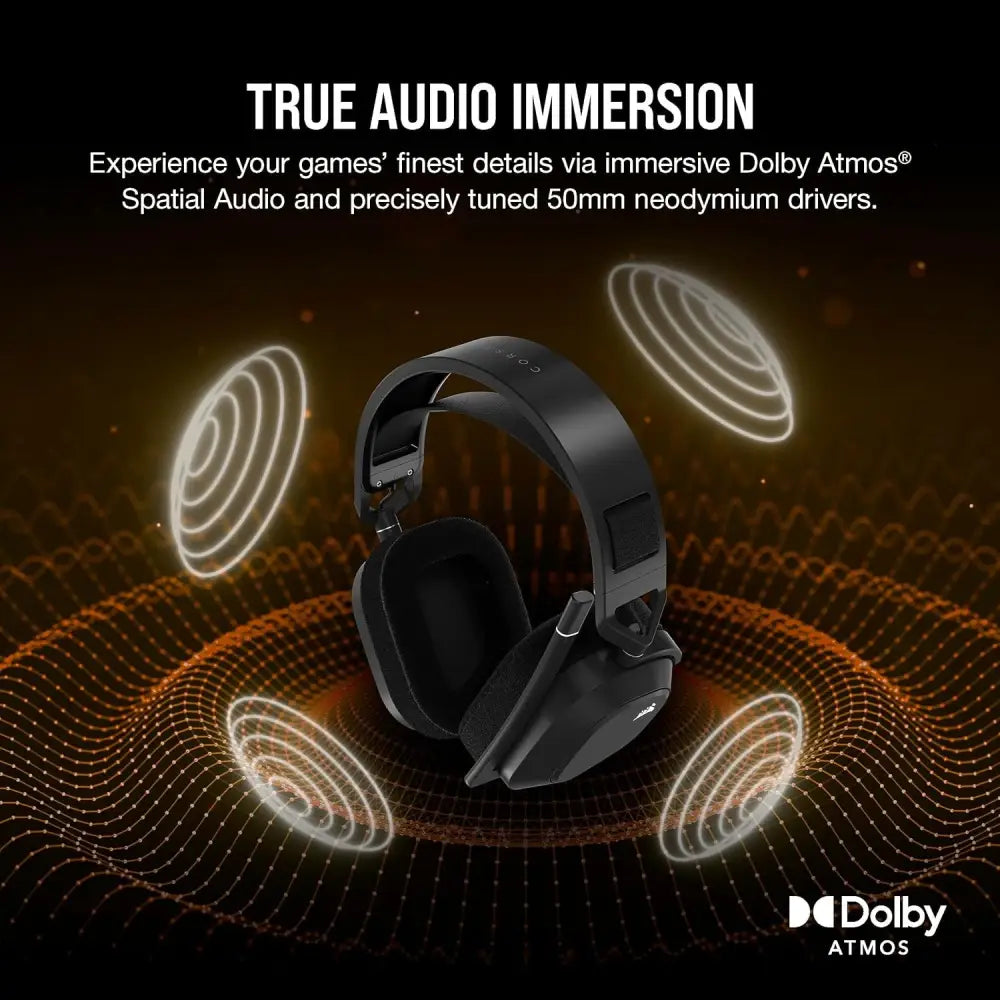 Corsair HS80 MAX Wireless Multiplatform Gaming Headset with Bluetooth - Dolby Atmos - Broadcast Quality Microphone - iCUE Compatible - PC, Mac, PS5, PS4, Mobile - Steel Grey