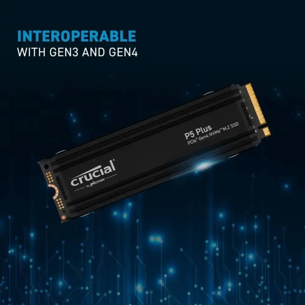 CRUCIAL 2TB PCIe Gen4 NVMe M.2 SSD, CRUCIAL P5 PLUS WITH HEATSINK ,CT2000P5PSSD5