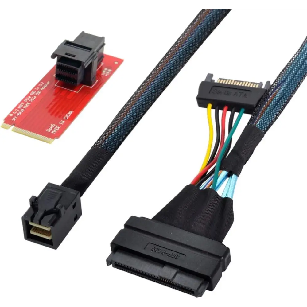 CY M.2 to U.2 U2 Kit SFF-8639 NVME PCIe SSD Adapter & Cable for Mainboard Intel SSD 750 1.6 Feet Black 8643-8639 Cable