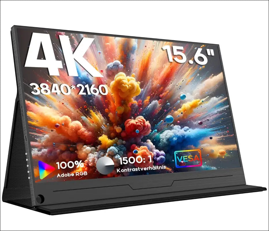 HONGO Portable Monitor 4K 15.6" 3840x2160 UHD Laptop Monitor Screen IPS 100% sRGB, Extender Display with Speakers & HDMI/USB C Port, Second Screen for...