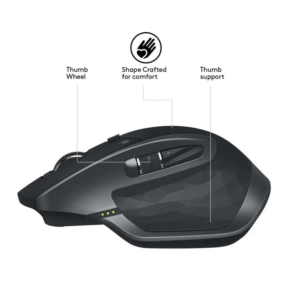 Logitech MX Master 2S Wireless Mouse, Multi-Device, Bluetooth or 2.4GHz Wireless with USB Unifying Receiver, 4000 DPI Any Surface Tracking, 7 Buttons, Fast Rechargeable,...