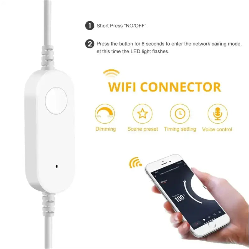 LRGBST 5 V USB WiFi COB LED Strip, 6000 K 2 m White COB LED Strip with Tuya App, Smart Life App for Indoor Living Room Display Cabinet Decorating Lighting
