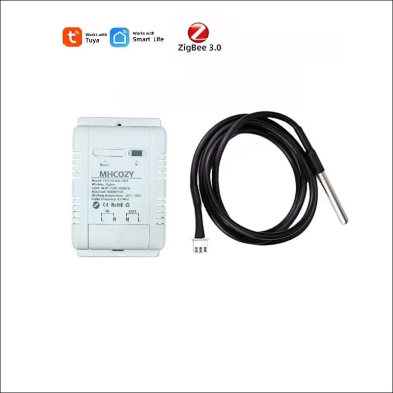 MHCOZY Zigbee Temperature Sensor Controller with Waterproof Probe, Tuya App Remote 16A Smart Switch (Tuya Zigbee Hub Required)