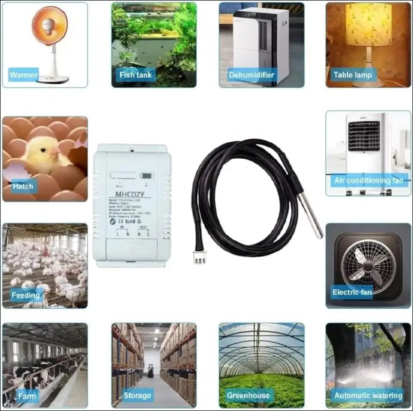 MHCOZY Zigbee Temperature Sensor Controller with Waterproof Probe, Tuya App Remote 16A Smart Switch (Tuya Zigbee Hub Required)