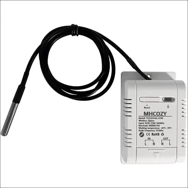 MHCOZY Zigbee Temperature Sensor Controller with Waterproof Probe, Tuya App Remote 16A Smart Switch (Tuya Zigbee Hub Required)