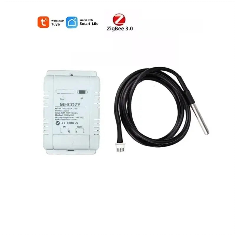 MHCOZY Zigbee Temperature Sensor Controller with Waterproof Probe, Tuya App Remote 16A Smart Switch (Tuya Zigbee Hub Required)