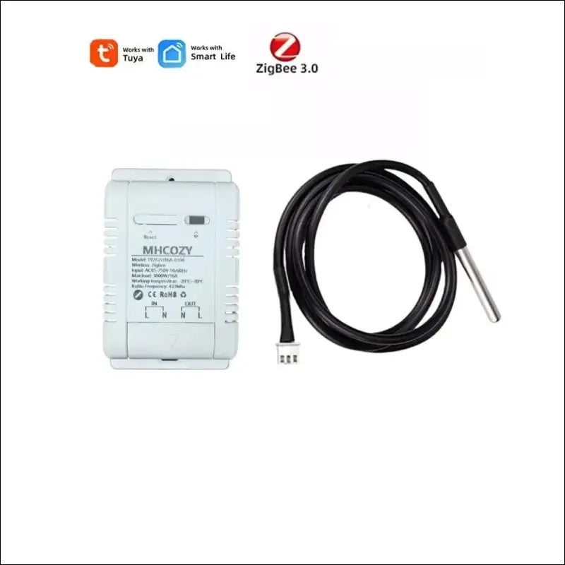 MHCOZY Zigbee Temperature Sensor Controller with Waterproof Probe, Tuya App Remote 16A Smart Switch (Tuya Zigbee Hub Required)
