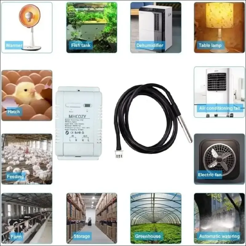 MHCOZY Zigbee Temperature Sensor Controller with Waterproof Probe, Tuya App Remote 16A Smart Switch (Tuya Zigbee Hub Required)