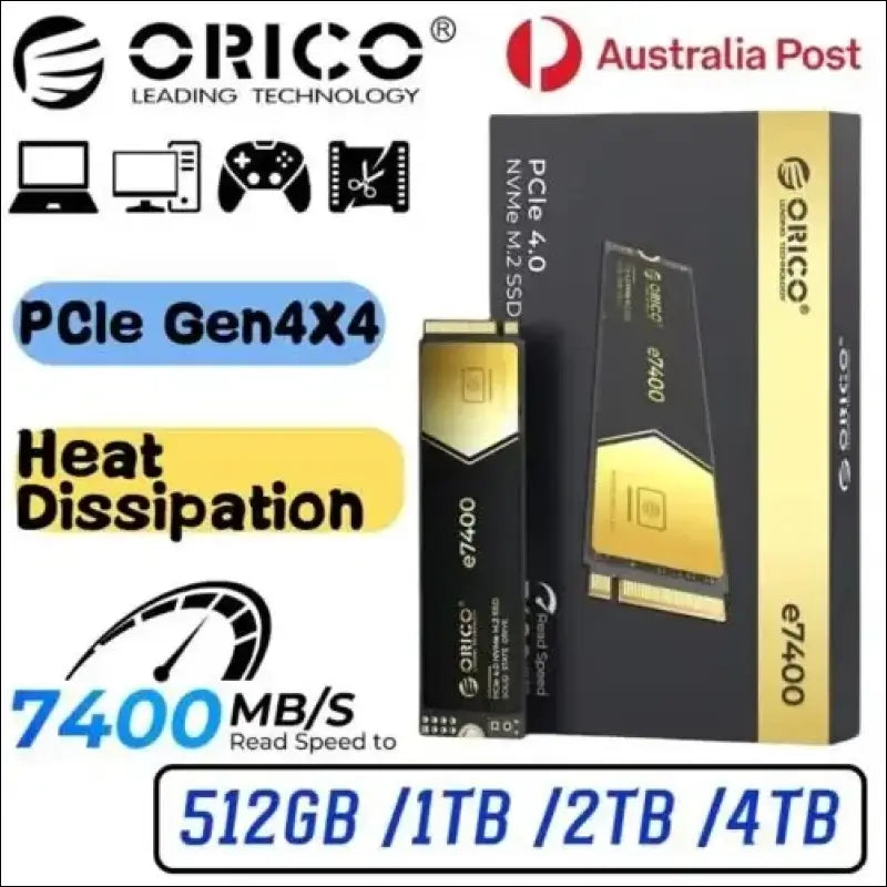 ORICO E7400 PCIe4.0 M.2 NVMe SSD 7400MB/S Internal Solid State Drive 2TB 4TB AU