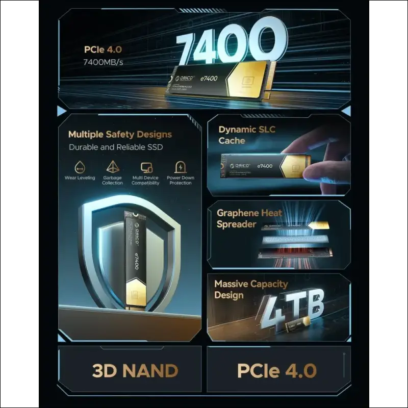ORICO E7400 PCIe4.0 M.2 NVMe SSD 7400MB/S Internal Solid State Drive 2TB 4TB AU