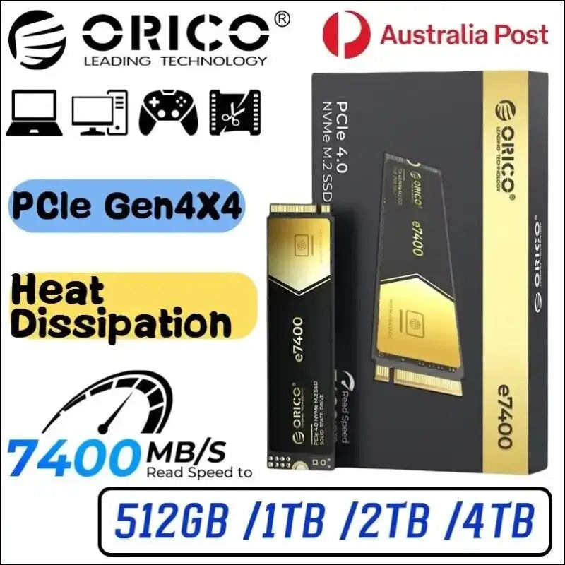 ORICO E7400 PCIe4.0 M.2 NVMe SSD 7400MB/S Internal Solid State Drive 2TB 4TB AU