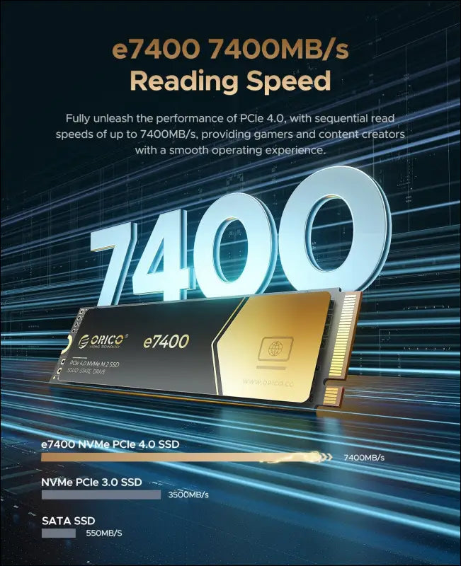 ORICO E7400 PCIe4.0 M.2 NVMe SSD 7400MB/S Internal Solid State Drive 2TB 4TB AU