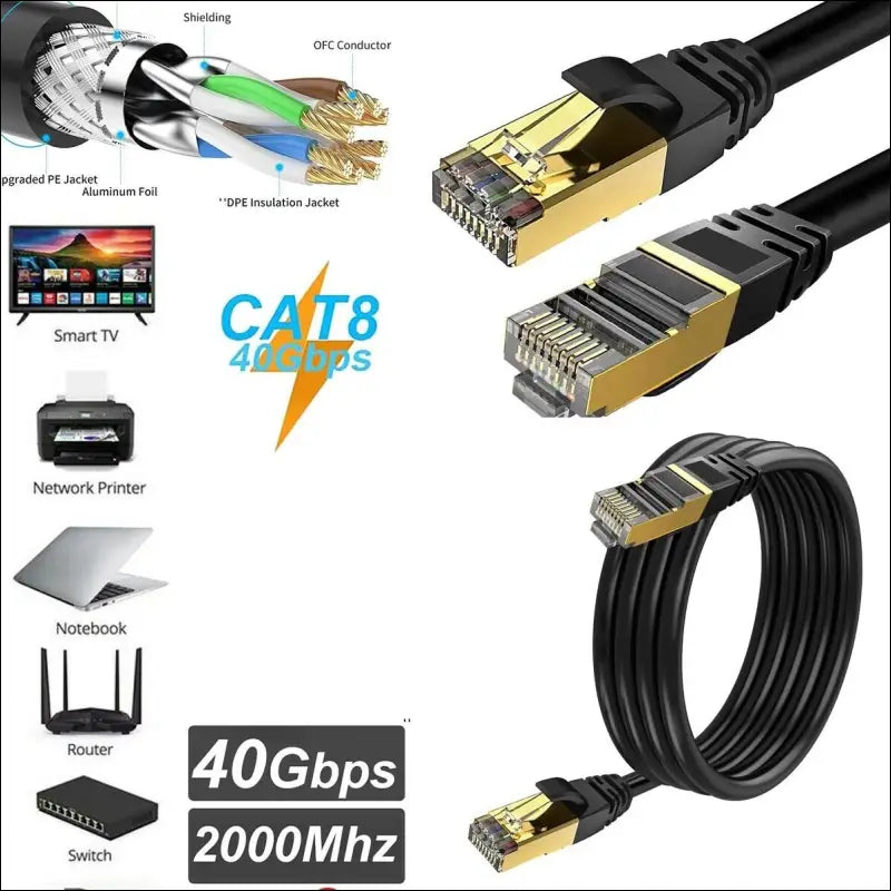 Professional LAN Cord Shielded Cat 8 Ethernet Cable 1m 2m 3m 5m 10m 7m 15m Lot