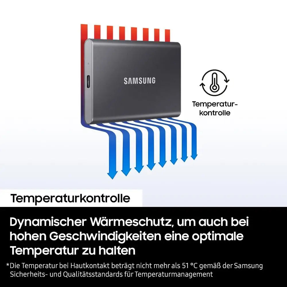 SAMSUNG SSD T7 1TB Portable External SSD, Up to USB 3.2 Gen 2, Reliable Storage for Gaming, Students, Professionals, Grey