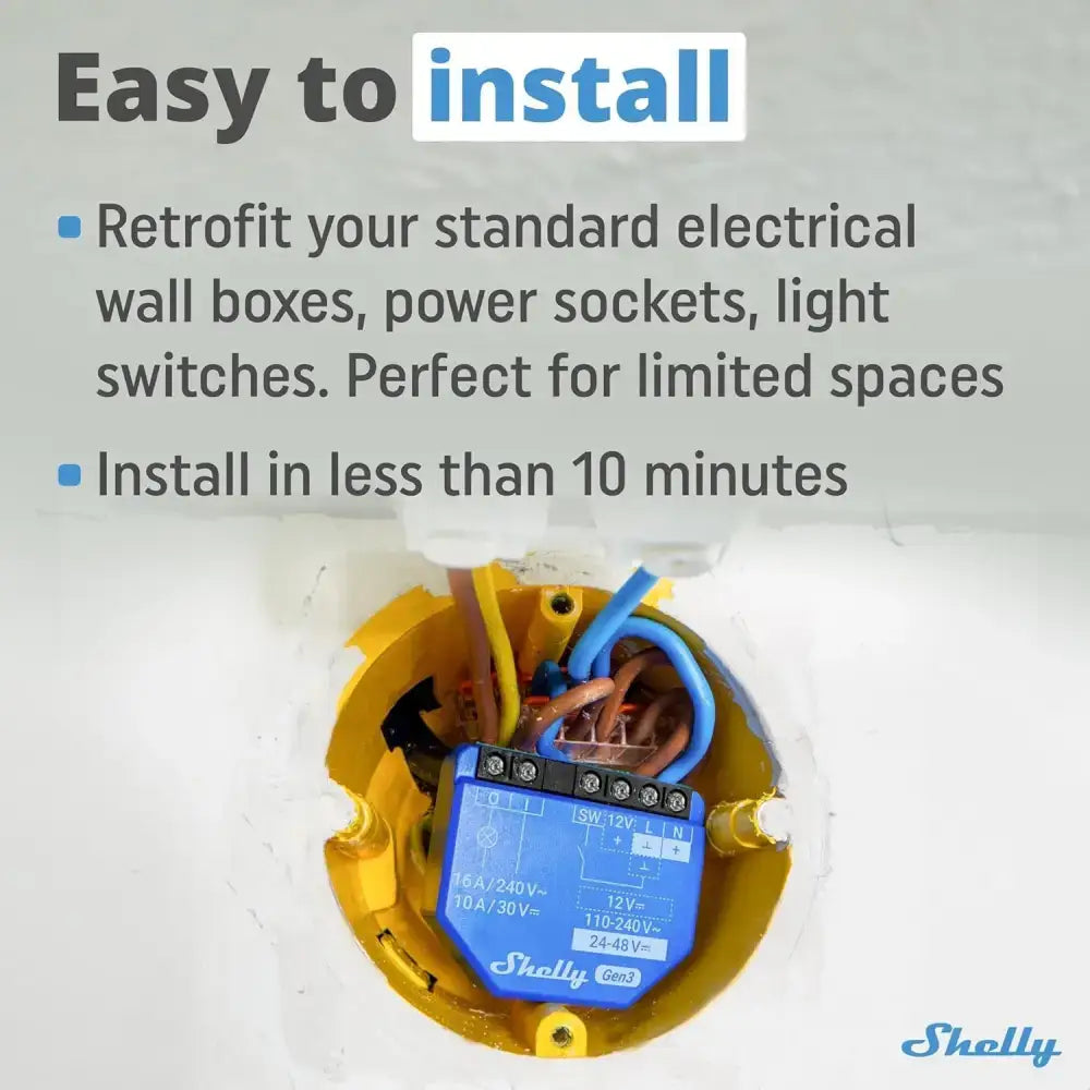Shelly 1 Gen3-2 Pack WiFi Smart Switch Relay with Dry Contact Light Switch Home Automation Compatible with Alexa & Google Home iOS Android App No Hub Required
