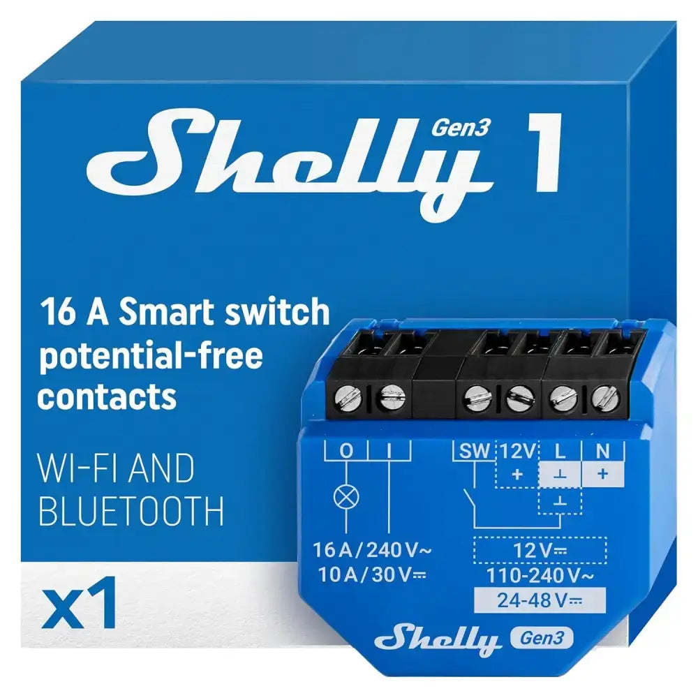 Shelly 1 Gen3-2 Pack WiFi Smart Switch Relay with Dry Contact Light Switch Home Automation Compatible with Alexa & Google Home iOS Android App No Hub Required