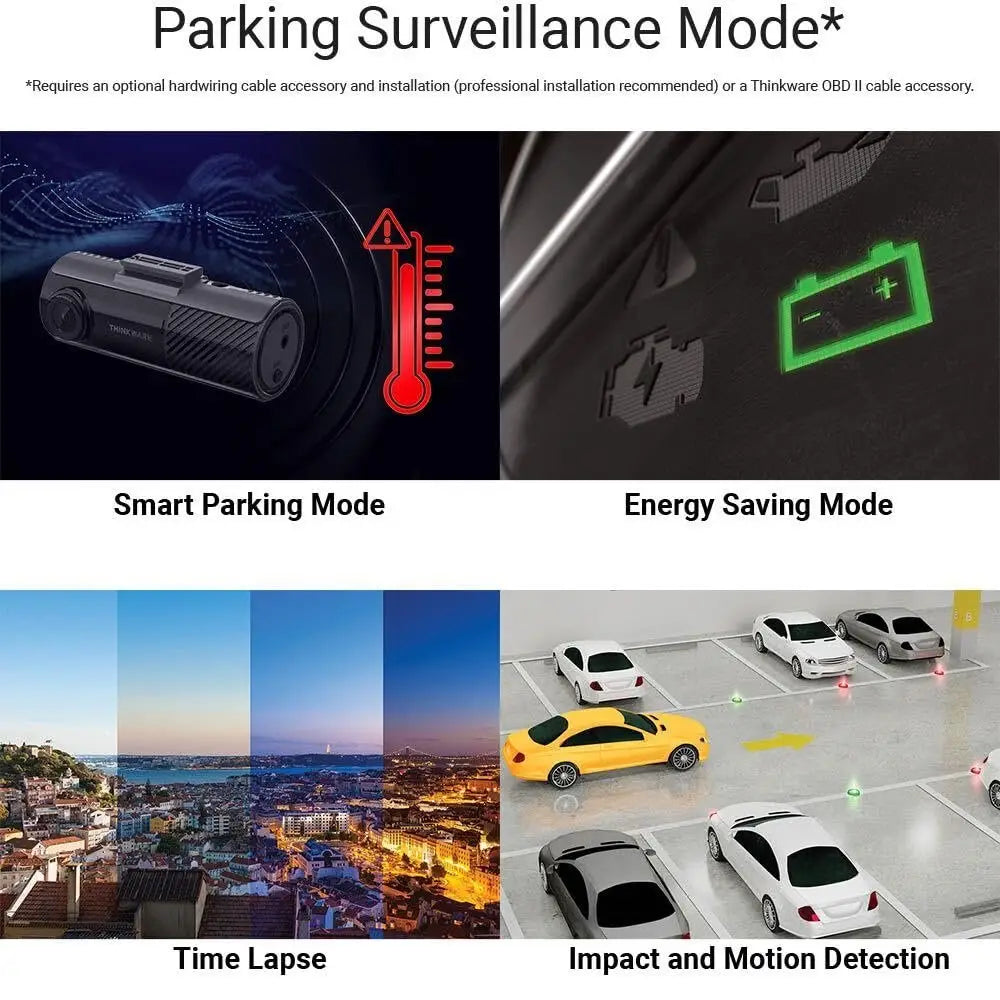THINKWARE F70 PRO Dash Cam, 1080P Full HD WiFi Dashcam for Car Camera, Compact Design, Super Night Vision, G-Sensor, Smart Parking Mode, Safety Camera Alert, Integrated Thermal...