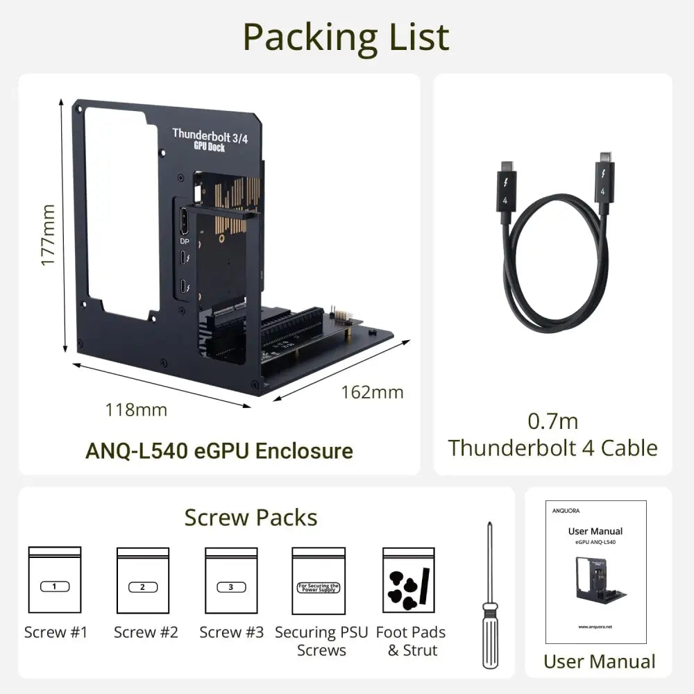 Thunderbolt3/4 USB4 Egpu Enclosure 40Gbps Compatible with Win/Linux/Macos, Pcie External GPU Dock with PD 85W Using DC/ATX PSU, Support NVIDIA/AMD GPU and Daisy Chain