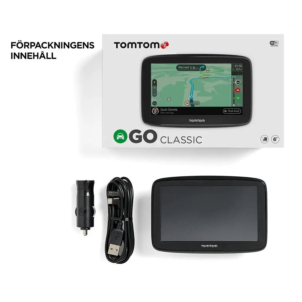 TomTom Car Sat Nav GO Classic (6 Inch, with Traffic Congestion and Speed Cam Alert Trial Thanks to TomTom Traffic, EU Maps, Updates via WiFi, Integrated Reversible Mount)