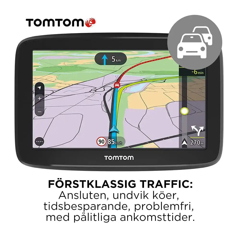 TomTom Car Sat Nav GO Classic (6 Inch, with Traffic Congestion and Speed Cam Alert Trial Thanks to TomTom Traffic, EU Maps, Updates via WiFi, Integrated Reversible Mount)