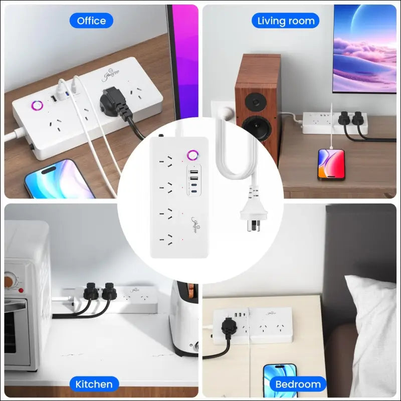 UanTii Tuya WiFi Power Strip Surge Protector Smart Universal Power Extension with 2 Type C Port(PD 20W Fast Charging),Timing Schedule App Control Compatible with Alexa Works...