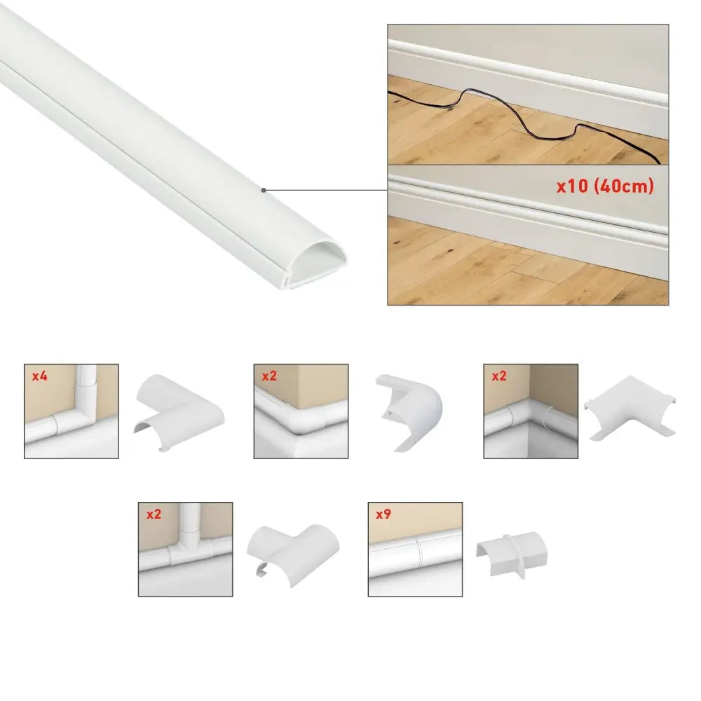 White Mini Trunking Kit, 4M Wire Hider