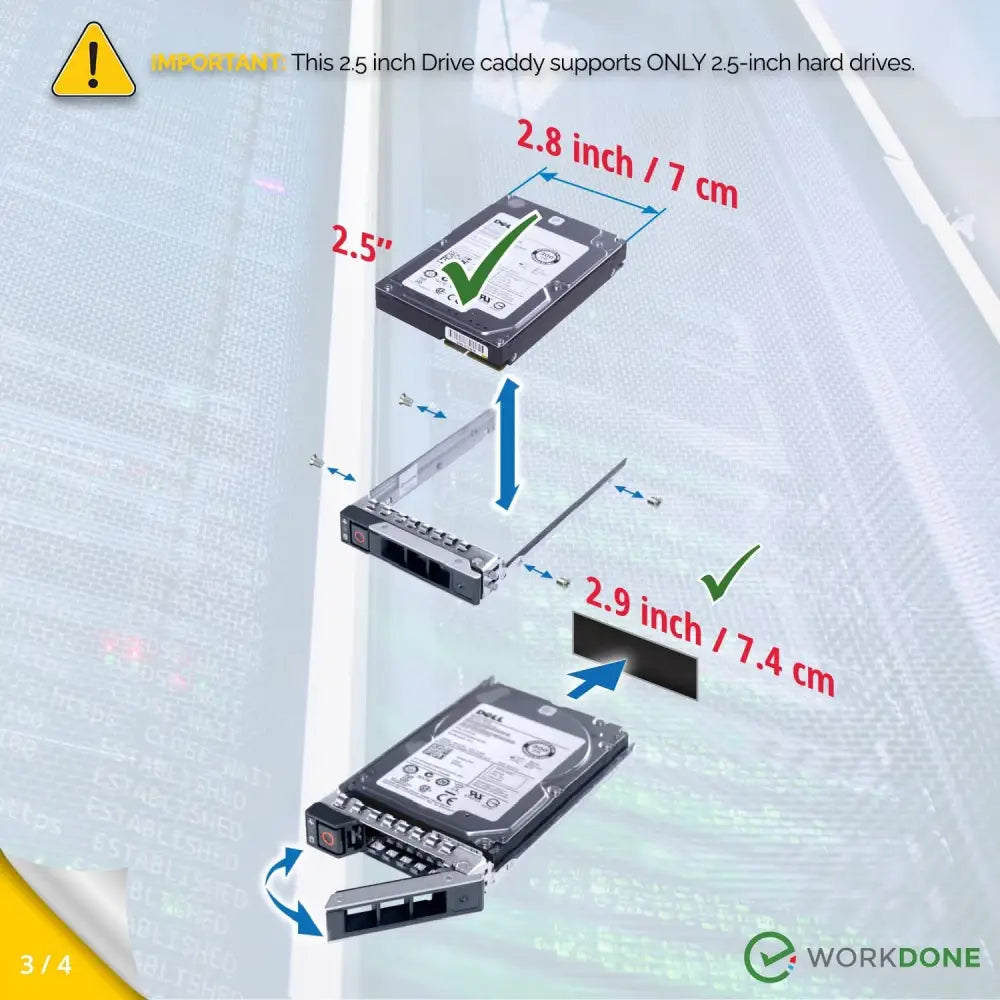WorkDone 2-Pack 2.5" Hard Drive Caddy - Compatible for Dell PowerEdge Servers - 14th Gen R340 R440 R540 R640 R740 R740xd R840 R940 R6415 R7415 R7425 - SSD SAS SATA NVMe Tray -...