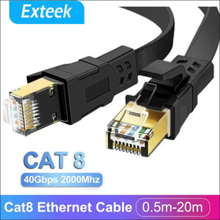 0.5m-20m Cat 8 Ethernet Flat Cable 40Gbps 2000MHz SFTP RJ45 Network Router Lot