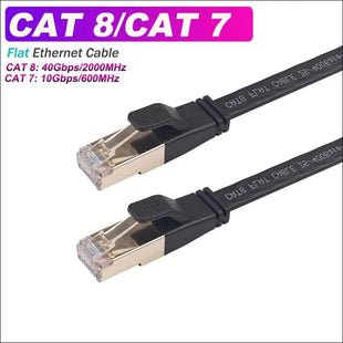 0.5M~20M CAT8 CAT7 RJ45 Flat Network Cable Shielded Grounding LAN Ethernet